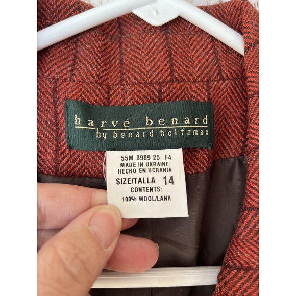 Harve Bernard Womens Size 14 100% Wool Blazer Jacket‎ Striped Pockets - Picture 4 of 6